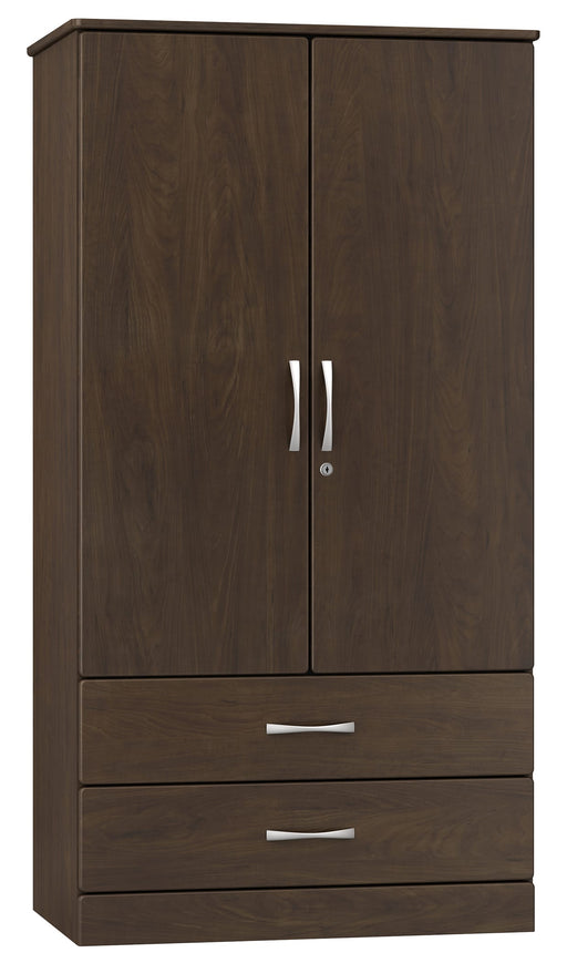 A7028 Amare Divided Double Door Wardrobe w/ Two Drawers Locking Right