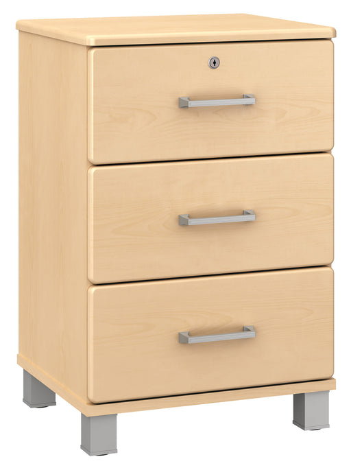A7304 Amare Three Drawer Bedside Cabinet w/ Lock (Nickel Feet)