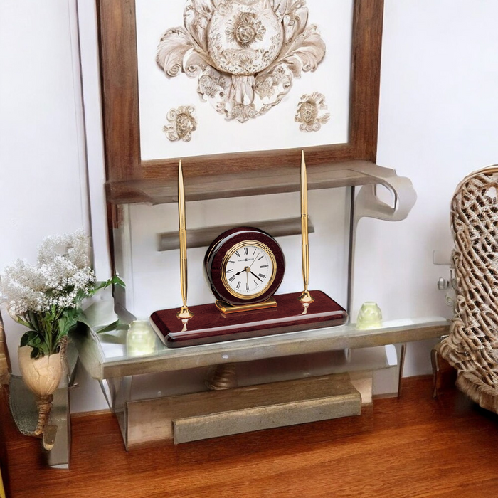 ROSEWOOD DESK SET TABLETOP CLOCK