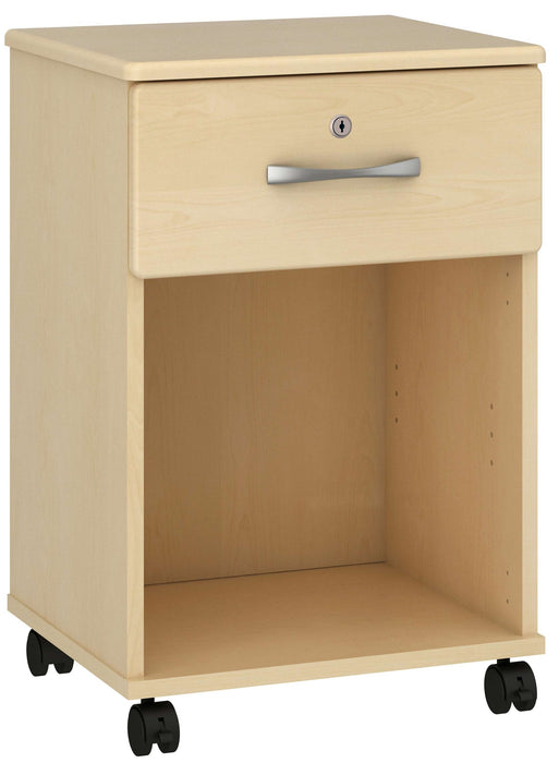 AMARE ONE DRAWER BEDSIDE CABINET WITH LOCK & CASTERS