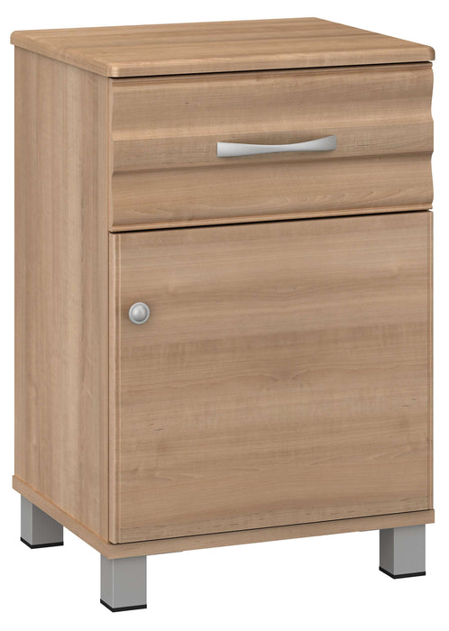 ONDA ONE DOOR, ONE DRAWER BEDSIDE CABINET WITH NICKEL FEET