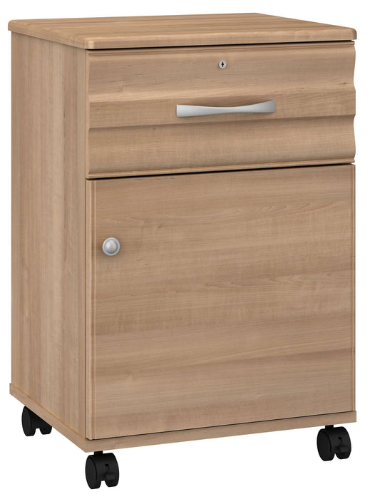 ONDA ONE DOOR, ONE DRAWER BEDSIDE CABINET WITH LOCK & CASTERS