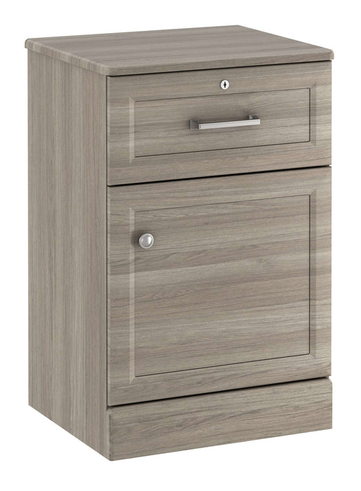 TANGENTE ONE DOOR, ONE DRAWER BEDSIDE CABINET WITH LOCK