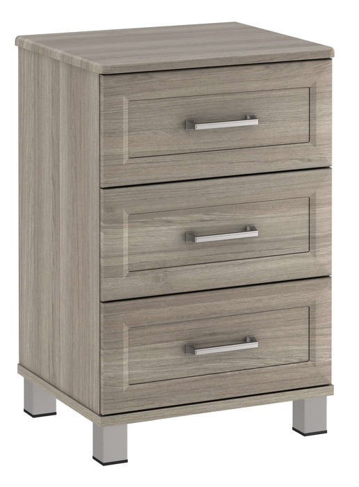 TANGENTE THREE DRAWER BEDSIDE CABINET WITH NICKEL FEET