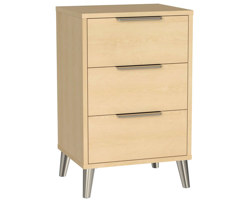 COPENHAGEN THREE DRAWER BEDSIDE CABINET