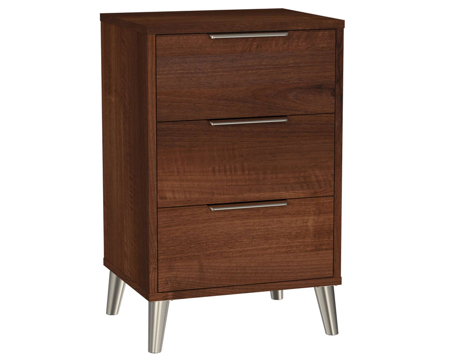 COPENHAGEN THREE DRAWER BEDSIDE CABINET