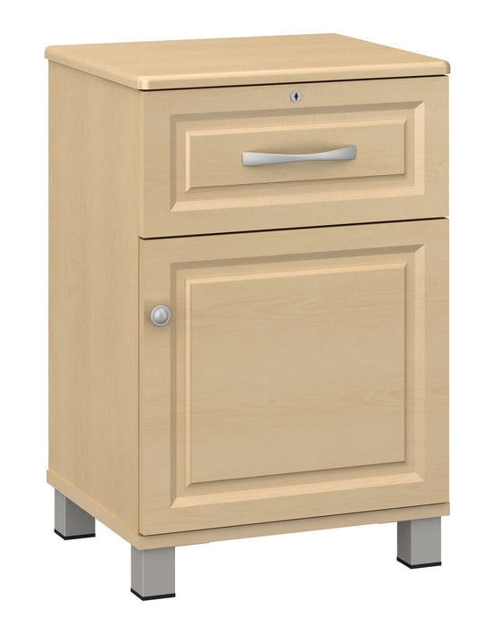 RICCA ONE DOOR, ONE DRAWER BEDSIDE CABINET WITH LOCK & NICKEL FEET