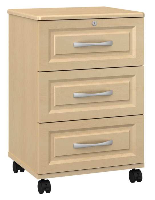 RICCA THREE DRAWER BEDSIDE CABINET WITH LOCK & CASTERS