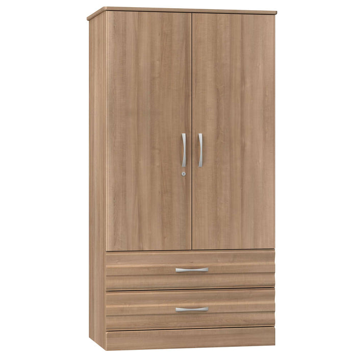 ONDA DIVIDED DOUBLE DOOR WARDROBE WITH TWO DRAWERS LOCKING LEFT