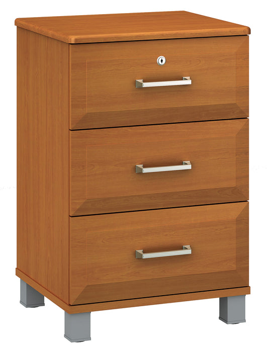 R7304 Resa Three Drawer Bedside Cabinet w/ Lock (Nickel Feet)