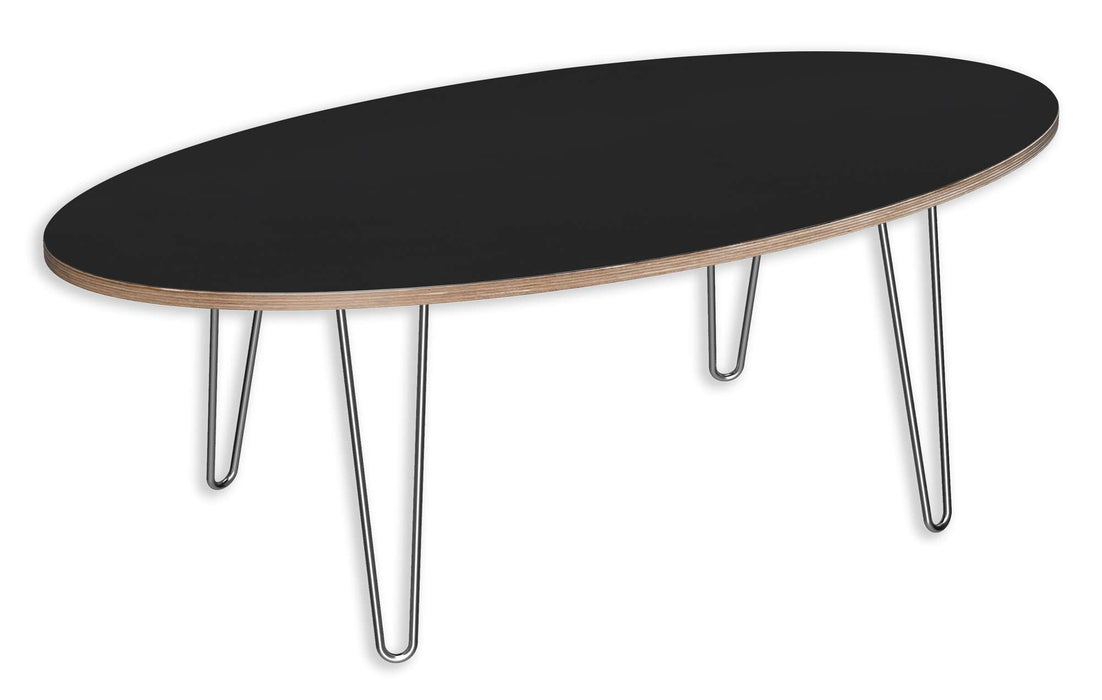 DESIGNERPLY OVAL COFFEE TABLE: MATTE BLACK