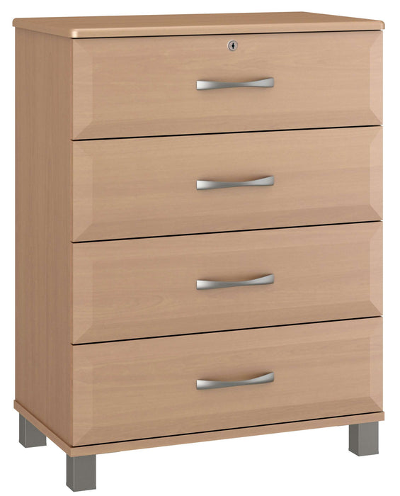 RESA FOUR DRAWER CHEST WITH LOCK & NICKEL FEET