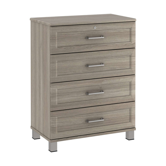 TANGENTE FOUR DRAWER CHEST WITH LOCK & NICKEL FEET