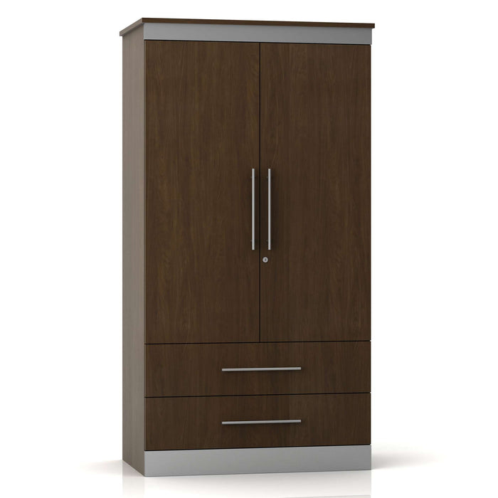 CONTEMPO DIVIDED DOUBLE DOOR WARDROBE WITH TWO DRAWERS