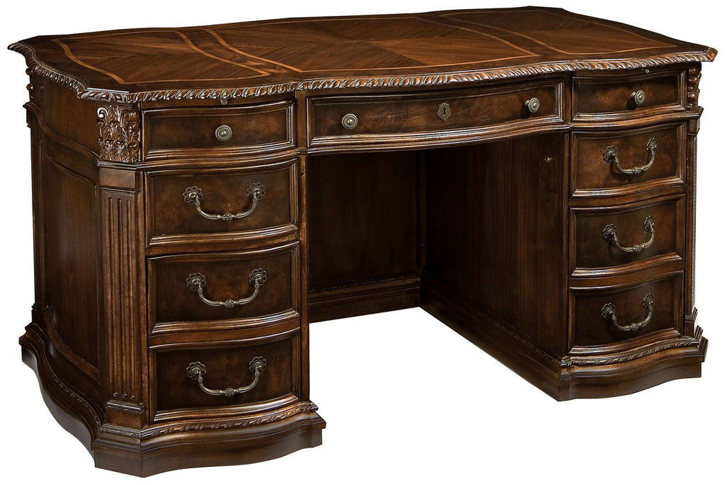 OLD WORLD WALNUT BURL JUNIOR EXECUTIVE DESK