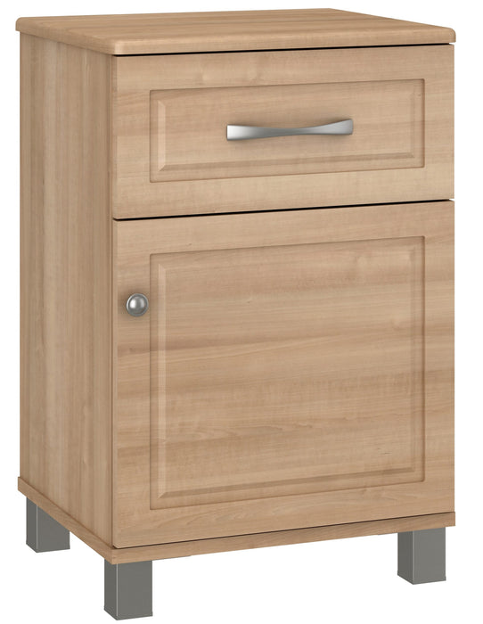 T7305 Trincea One Door, One Drawer Bedside Cabinet w/ Nickel Feet