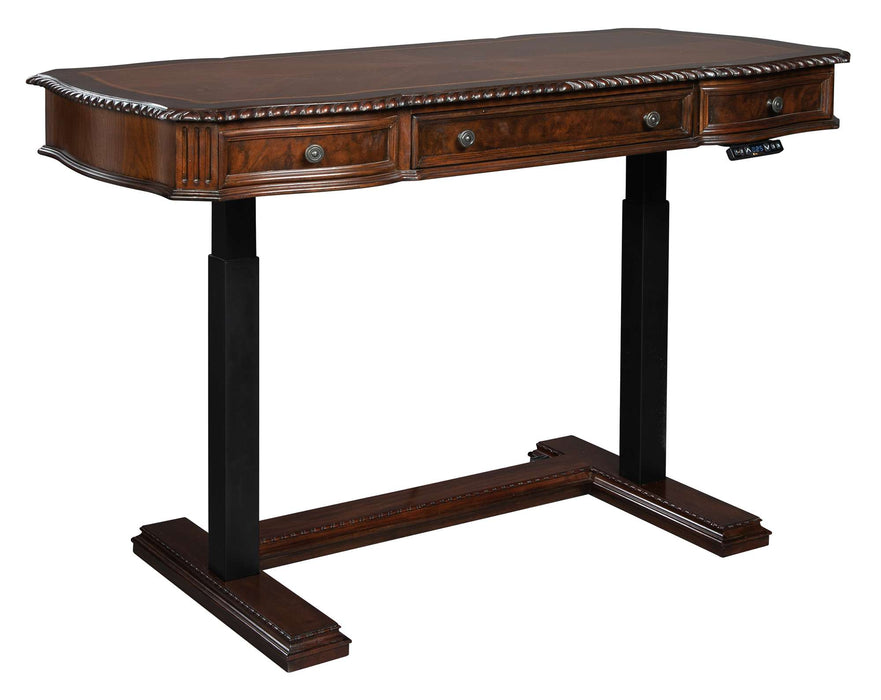 OLD WORLD WALNUT BURL ADJUSTABLE HEIGHT DESK