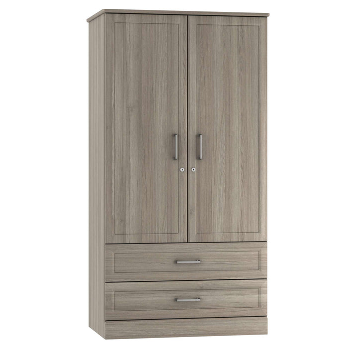 TANGENTE DIVIDED DOUBLE DOOR WARDROBE WITH TWO DRAWERS AND DUAL LOCKING DOORS