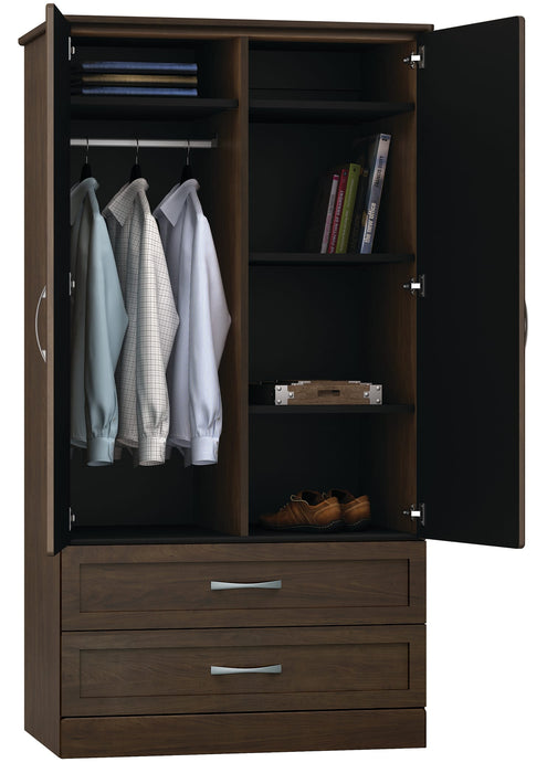 N7029 Sereno Divided Double Door Wardrobe w/ Two Drawers Locking Left