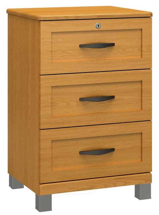 N7304 Sereno Three Drawer Bedside Cabinet w/ Lock (Nickel Feet)