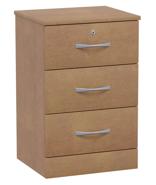 VALORE THREE DRAWER BEDSIDE CABINET WITH LOCK