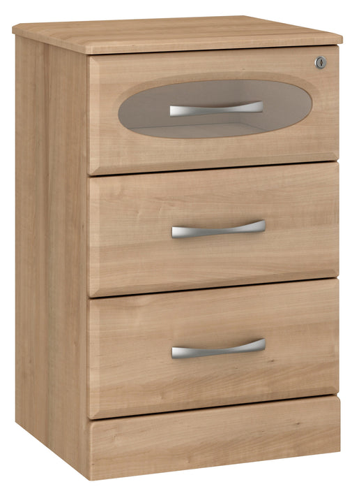 V7051 Reveal Bedside Cabinet: One Translucent Drawer, Two Drawers with Lock