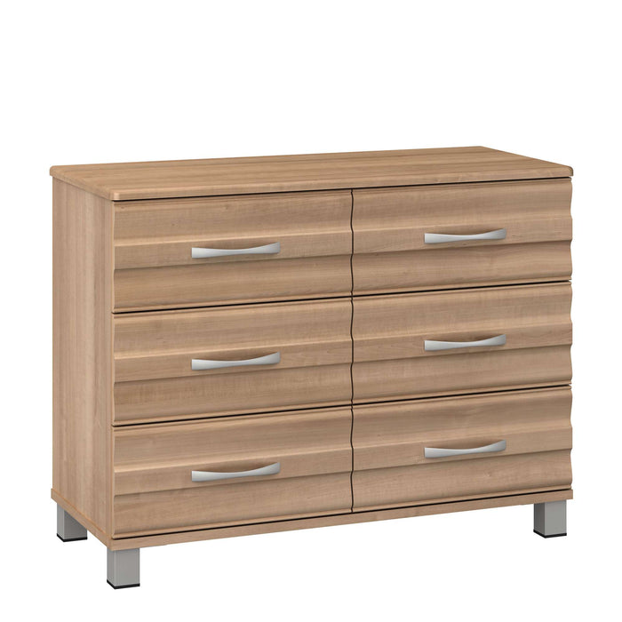 ONDA SIX DRAWER CHEST WITH NICKEL FEET