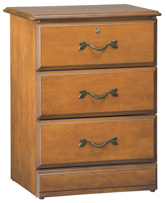 EMERSON THREE DRAWER BEDSIDE CABINET WITH LOCK