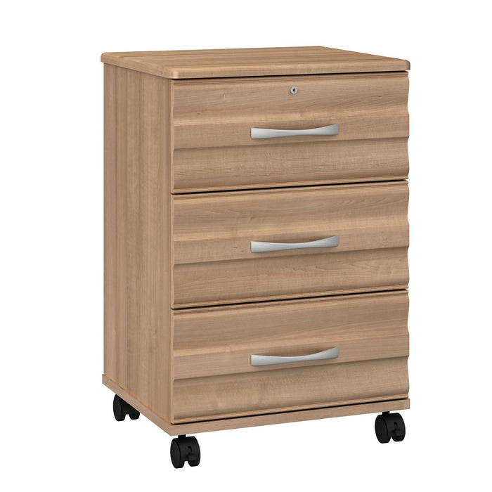 ONDA THREE DRAWER BEDSIDE CABINET WITH LOCK & CASTERS