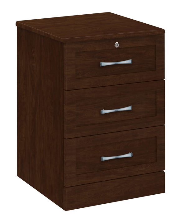 QUICK SHIP: SERENO BEDSIDE CABINET WITH THREE DRAWERS AND LOCK