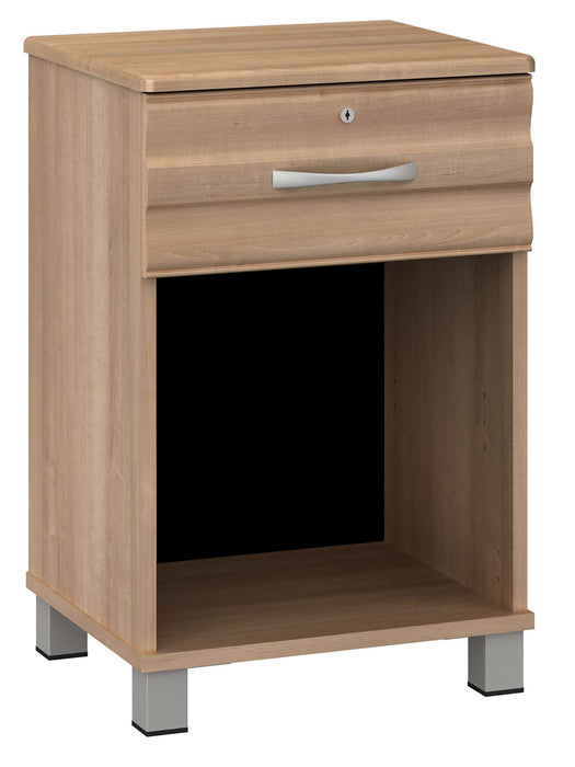 ONDA ONE DRAWER BEDSIDE CABINET WITH LOCK & NICKEL FEET