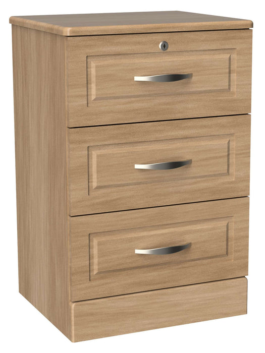 TRINCEA THREE DRAWER BEDSIDE CABINET WITH LOCK