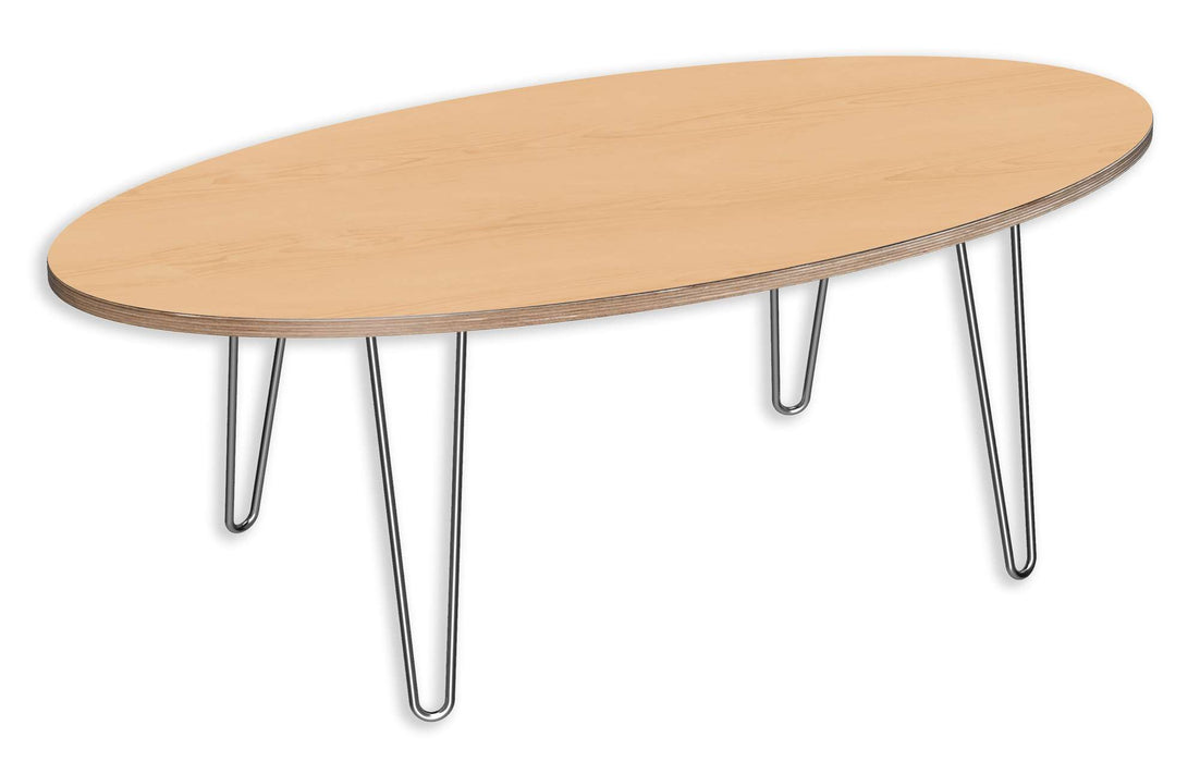 DESIGNERPLY OVAL COFFEE TABLE: NATURAL MAPLE