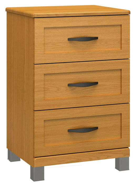 SERENO THREE DRAWER BEDSIDE CABINET (NICKEL FEET)