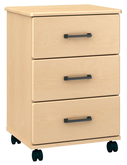 AMARE THREE DRAWER BEDSIDE CABINET (CASTERS)