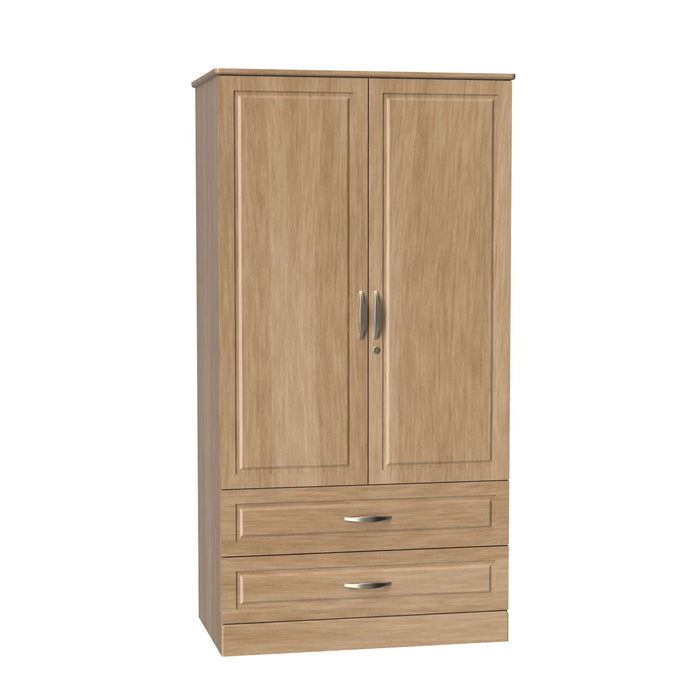 TRINCEA DIVIDED DOUBLE DOOR WARDROBE WITH TWO DRAWERS AND LOCKING RIGHT DOOR