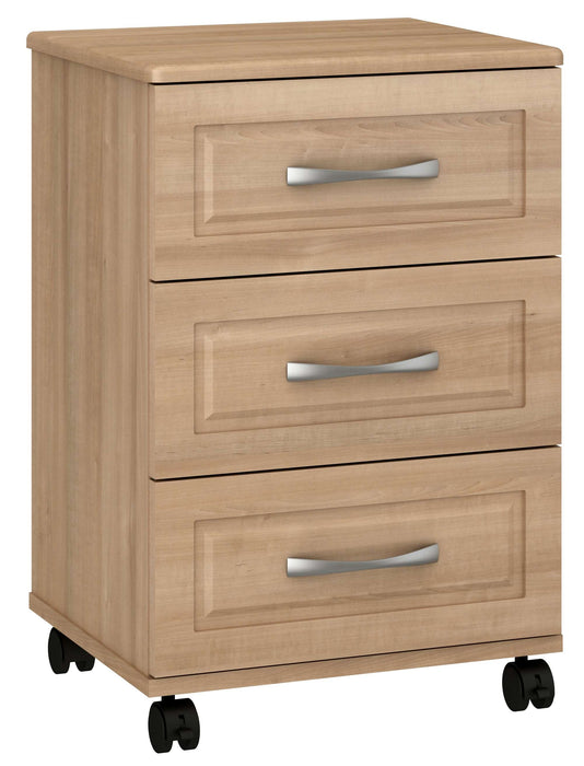 TRINCEA THREE DRAWER BEDSIDE CABINET WITH CASTERS
