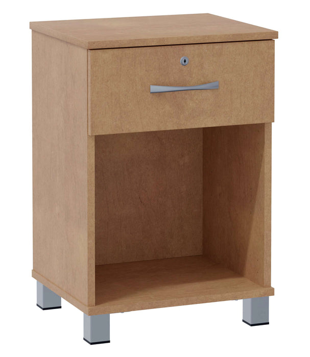 VALORE ONE DRAWER BEDSIDE CABINET WITH LOCK & NICKEL FEET