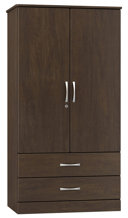 A7029 Amare Divided Double Door Wardrobe w/ Two Drawers Locking Left