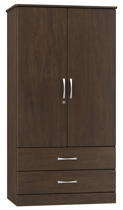 AMARE DIVIDED DOUBLE DOOR WARDROBE WITH TWO DRAWERS LOCKING LEFT