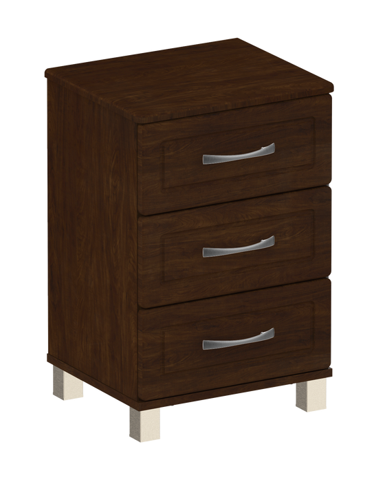 MUSA THREE DRAWER BEDSIDE CABINET (NICKEL FEET)