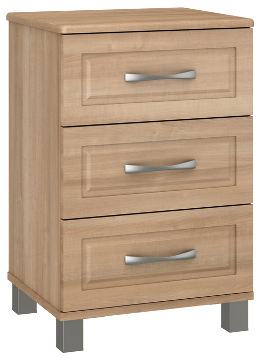 T7303 Trincea Three Drawer Bedside Cabinet w/ Nickel Feet