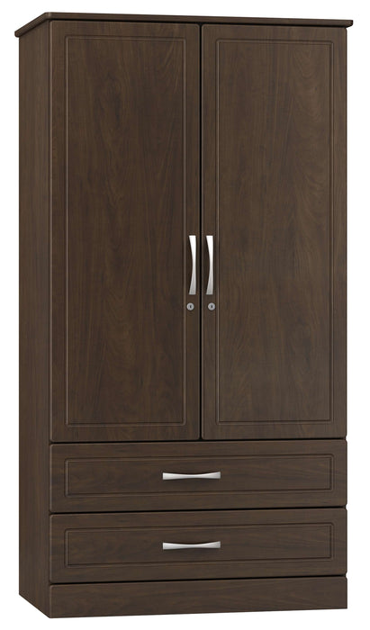 MUSA DIVIDED DOUBLE DOOR WARDROBE WITH TWO DRAWERS DUAL LOCKS