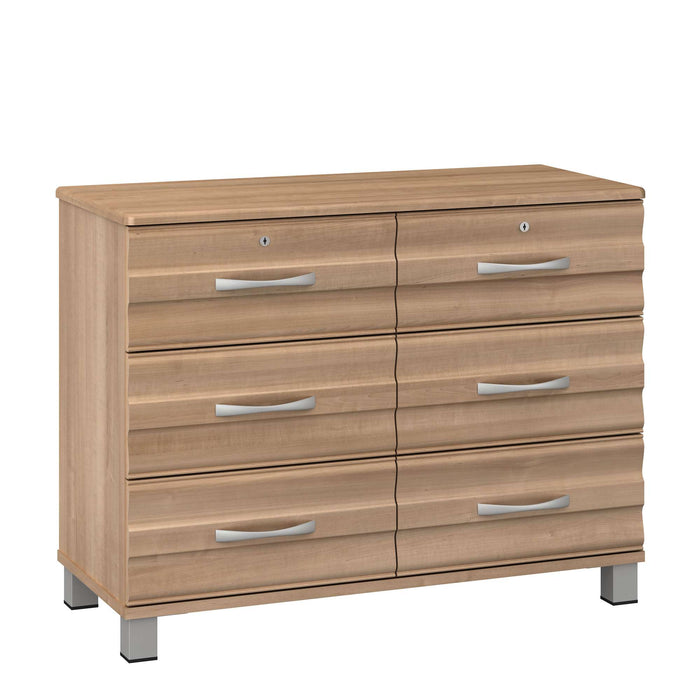 ONDA SIX DRAWER CHEST WITH LOCK & NICKEL FEET