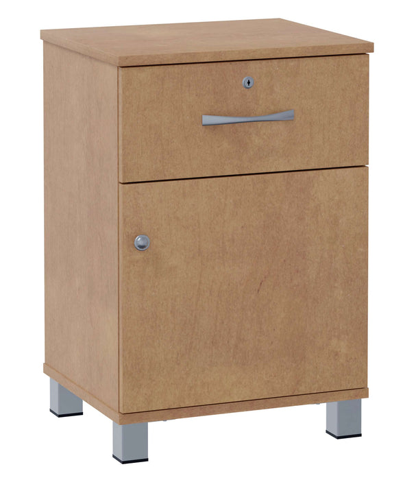 VALORE ONE DRAWER/ONE DRAWER BEDSIDE CABINET WITH LOCK & NICKEL FEET