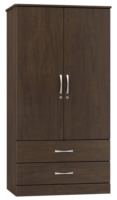 A7030 Amare Divided Double Door Wardrobe w/ Two Drawers Dual Locks