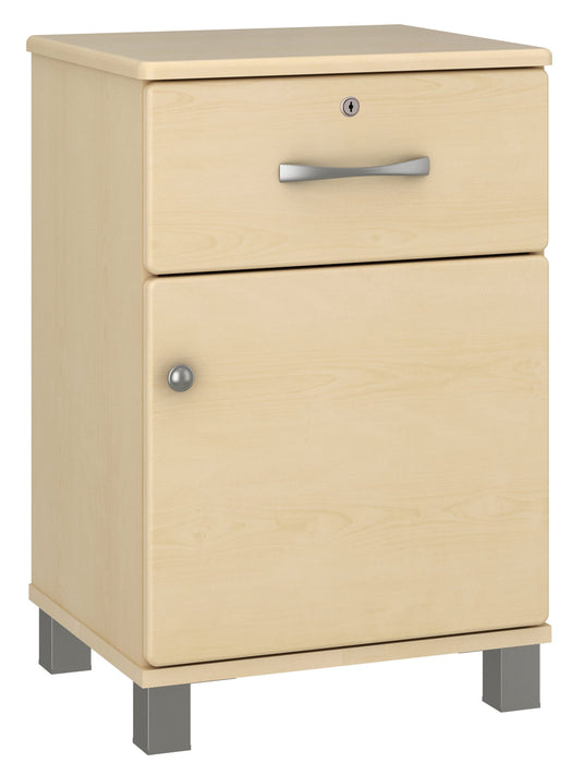 A7306 Amare One Door, One Drawer Bedside Cabinet w/ Lock (Nickel Feet)