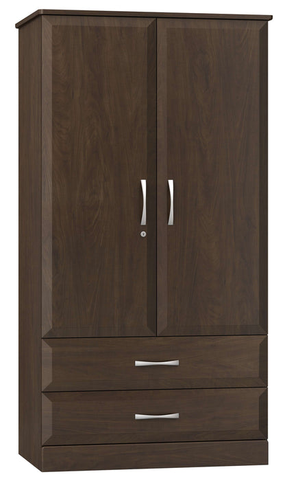 RESA DIVIDED DOUBLE DOOR WARDROBE WITH TWO DRAWERS AND LOCKING LEFT DOOR