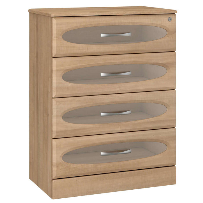 REVEAL CHEST: FOUR TRANSPARENT DRAWERS WITH LOCK