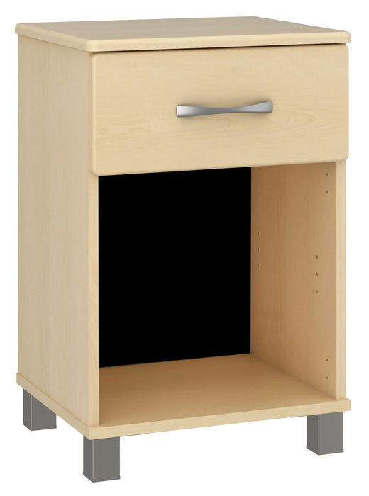 AMARE ONE DRAWER BEDSIDE CABINET (NICKEL FEET)